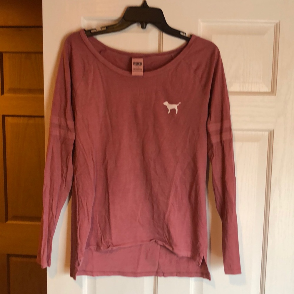 VS Pink Long-sleeve Scoopneck Tee
